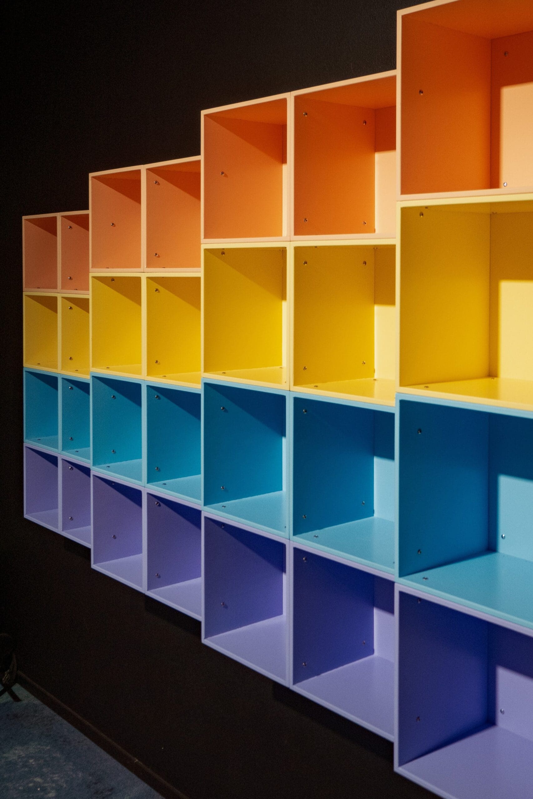 pink and white wooden shelves