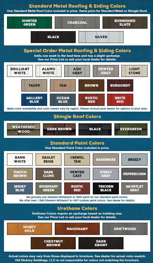 Old Hickory Buildigs -Paint-Metal-Urethane-Colors